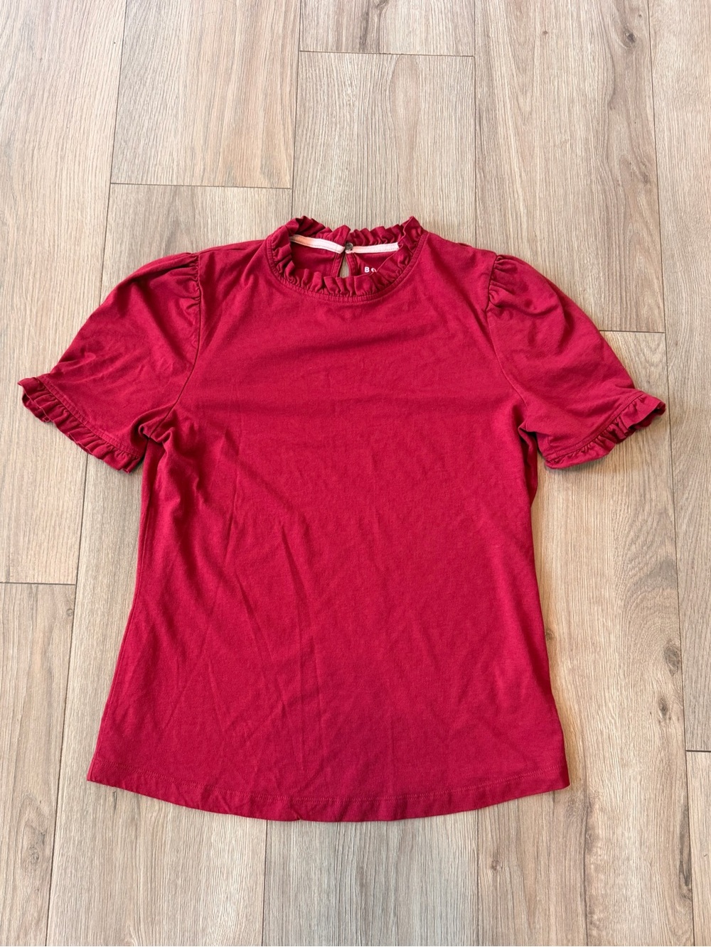 Boden Women’s Imi Super-soft Frill Tee Burgundy - Picture 6 of 8
